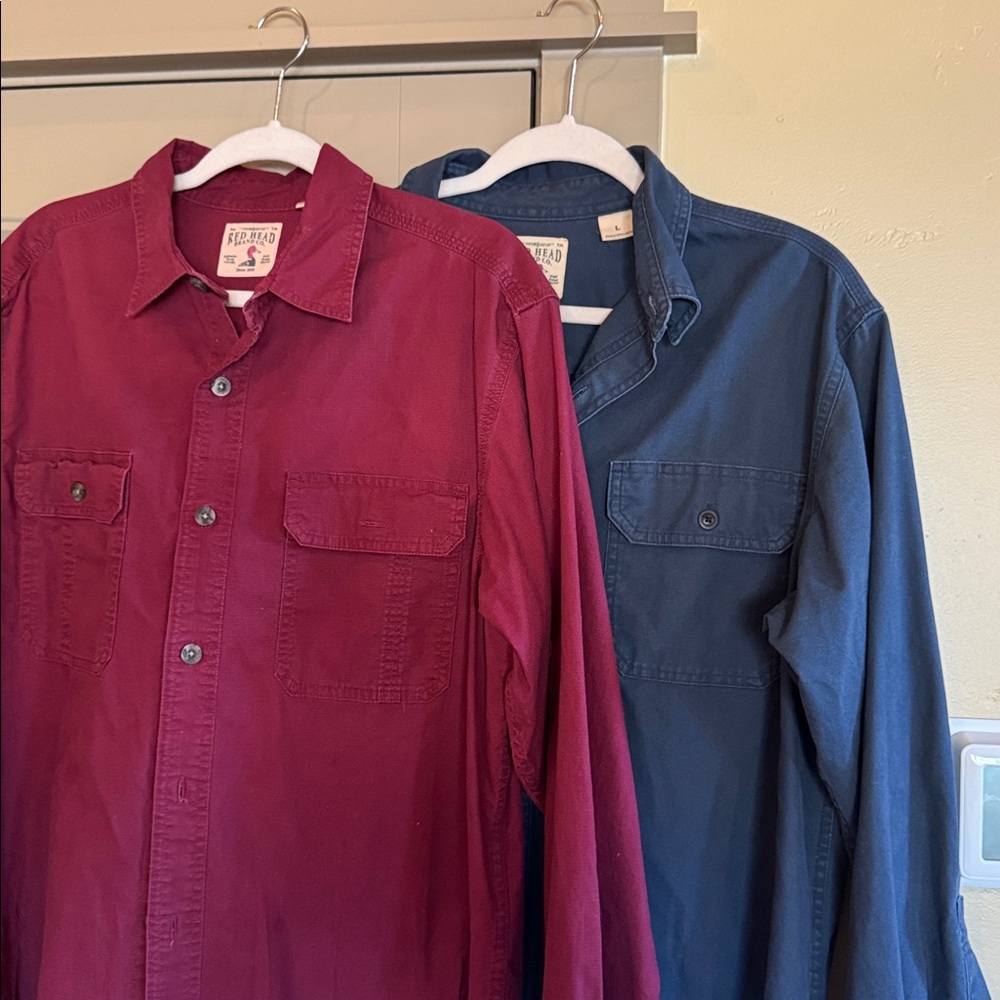 Red and Blue Button-Up Shirts